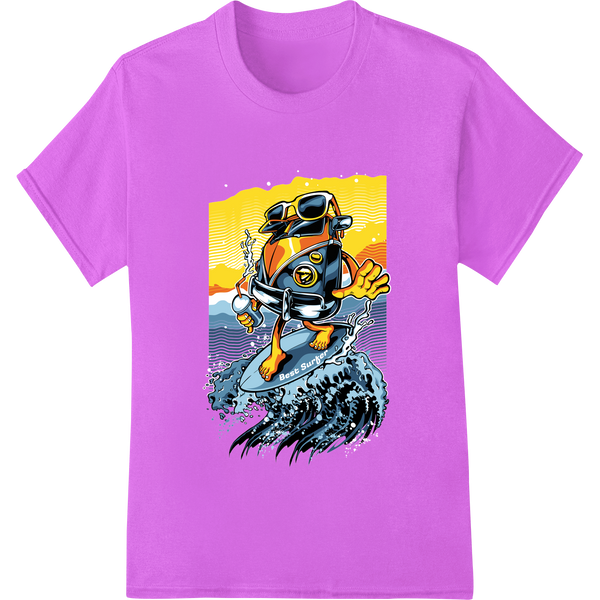 Gnarly Surfer Dude Rides Epic Wave - Bold Heat Transfer made with premium DTF printing technology