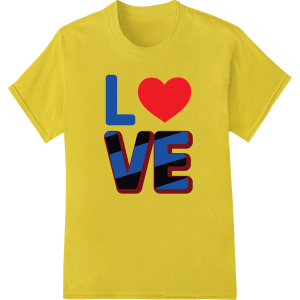 Bold 'LOVE' Police Valentine's DTF Print Heat Transfer on yellow shirt - SUPERDTF-DTF Prints-DTF Transfers-Custom DTF Prints