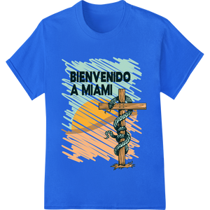 Vibrant Miami Welcome - Bold DTF Heat Transfer Print with custom innovative apparel printing artwork