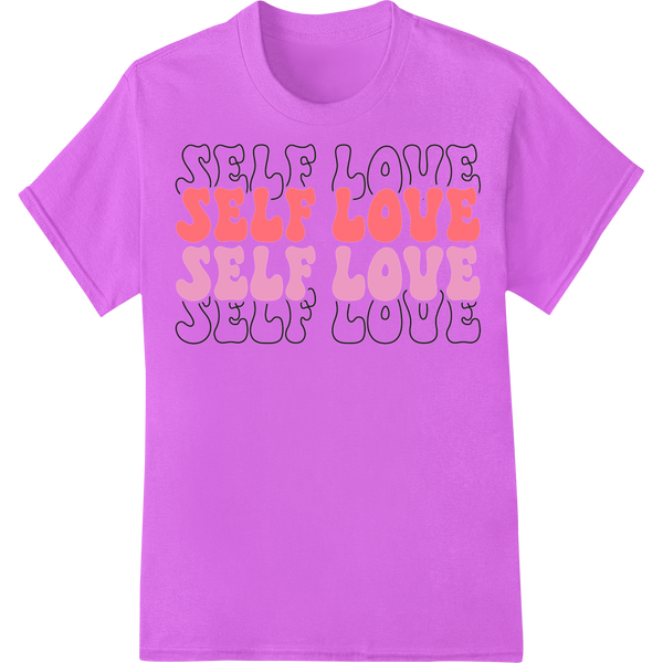 Vibrant 'SELF LOVE' Valentine's Day DTF Print Heat Transfer on purple shirt - SUPERDTF-DTF Prints-DTF Transfers-Custom DTF Prints