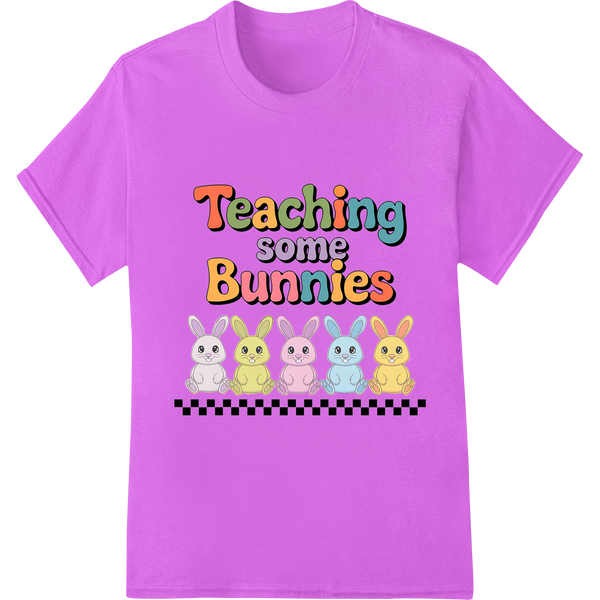 Teaching some Bunnies - Cute Easter Teacher DTF Print on purple shirt - SUPERDTF-DTF Prints-DTF Transfers-Custom DTF Prints