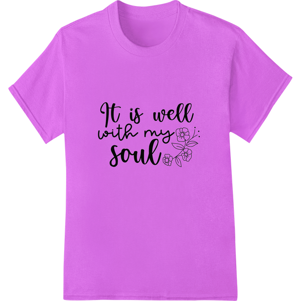 Soulful Serenity: Inspirational "It Is Well" DTF Print on purple shirt - SUPERDTF-DTF Prints-DTF Transfers-Custom DTF Prints