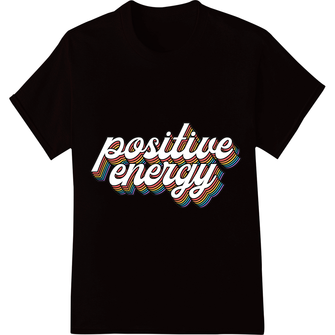 Vibrant 'Positive Energy' DTF Print Heat Transfer on black shirt - SUPERDTF-DTF Prints-DTF Transfers-Custom DTF Prints