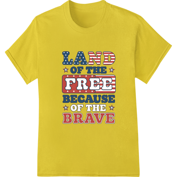 Patriotic 'Land of the Free' 4th of July DTF Print Transfer on yellow shirt - SUPERDTF-DTF Prints-DTF Transfers-Custom DTF Prints