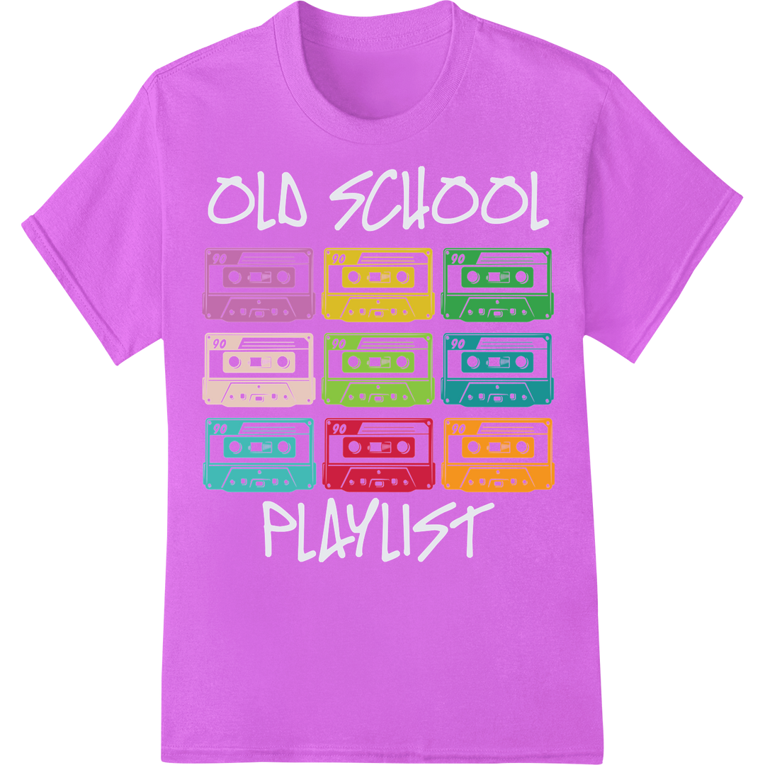 Retro 80s Cassette Tapes Grid | Old School DTF Print on purple shirt - SUPERDTF-DTF Prints-DTF Transfers-Custom DTF Prints