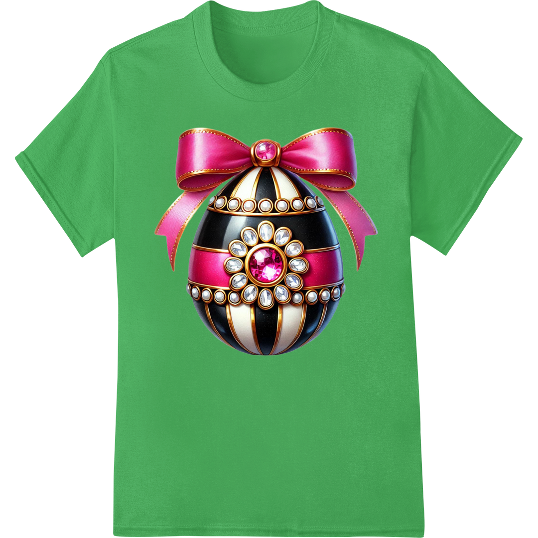 Elegant Easter Egg Heat Transfer Print | Festive DTF Design on green shirt - SUPERDTF-DTF Prints-DTF Transfers-Custom DTF Prints