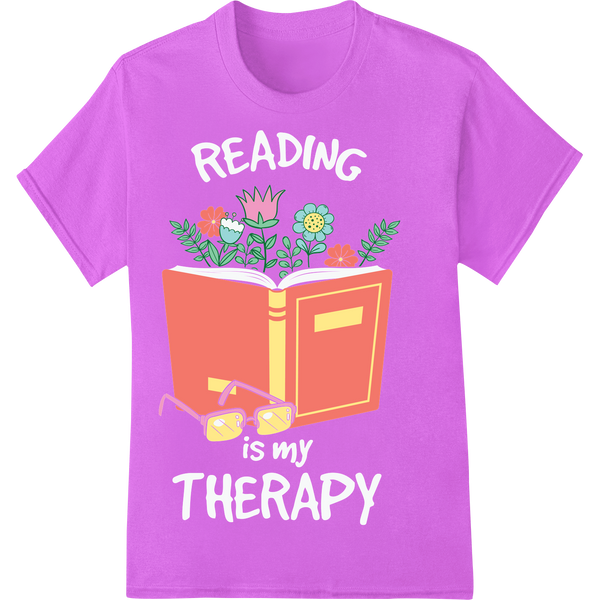 Whimsical Book Lover's Floral Read DTF Print Heat Transfer on purple shirt - SUPERDTF-DTF Prints-DTF Transfers-Custom DTF Prints