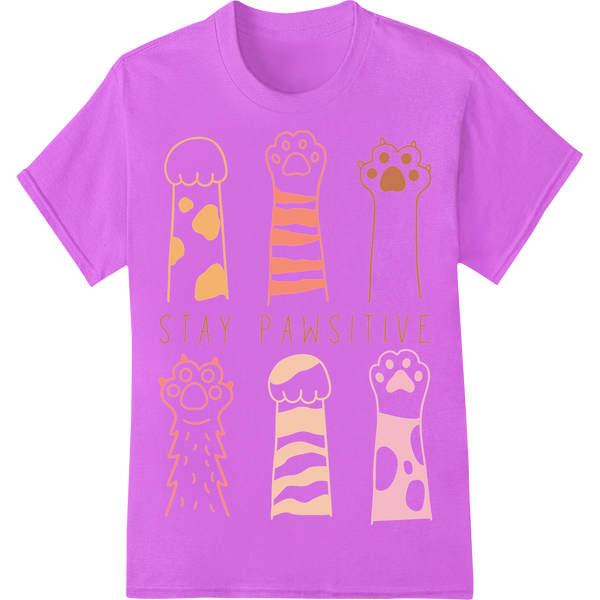 Stay Pawsitive: Adorable Animal Paw Print Heat Transfer on purple shirt - SUPERDTF-DTF Prints-DTF Transfers-Custom DTF Prints