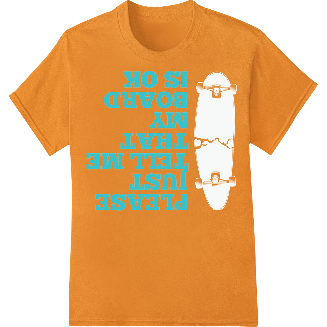 Bold Blue Retro Skate Vibes: Playful Paradoxical DTF Print on orange shirt - SUPERDTF-DTF Prints-DTF Transfers-Custom DTF Prints