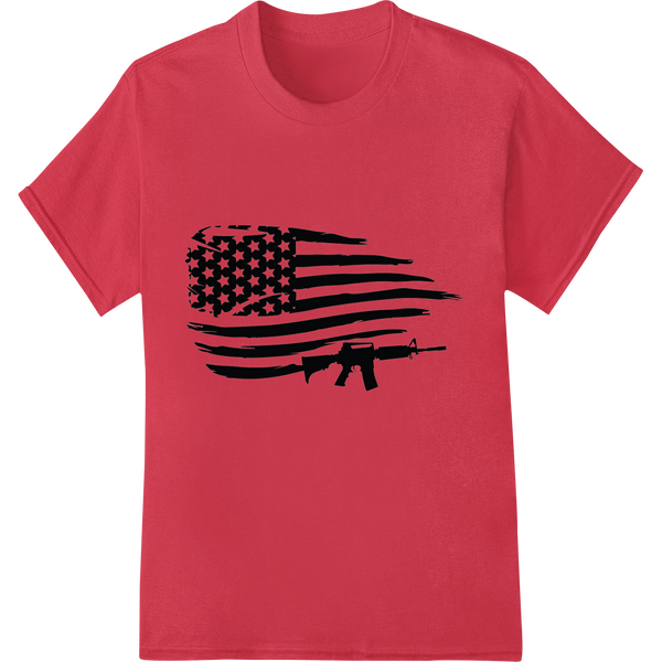 American Flag Assault Rifle Patriotic Gun Rights DTF Print on red shirt - SUPERDTF-DTF Prints-DTF Transfers-Custom DTF Prints