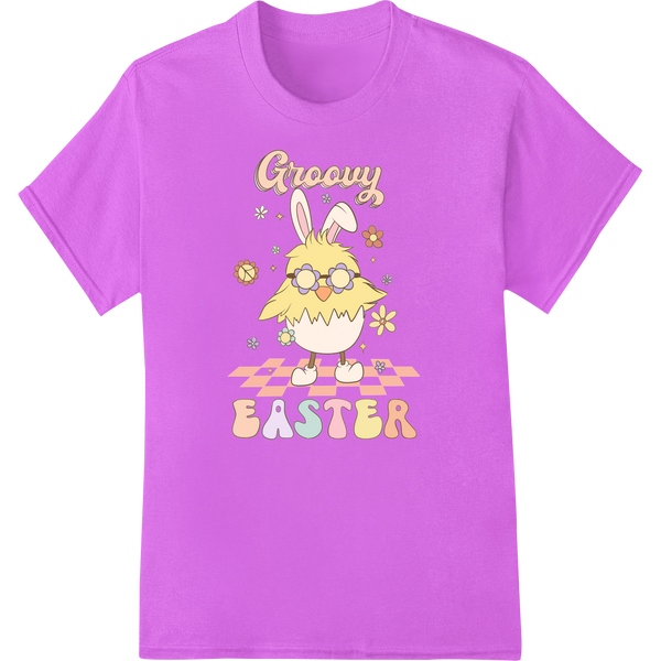 Retro Bunny Vibes: Groovy Easter DTF Print Heat Transfer on purple shirt - SUPERDTF-DTF Prints-DTF Transfers-Custom DTF Prints