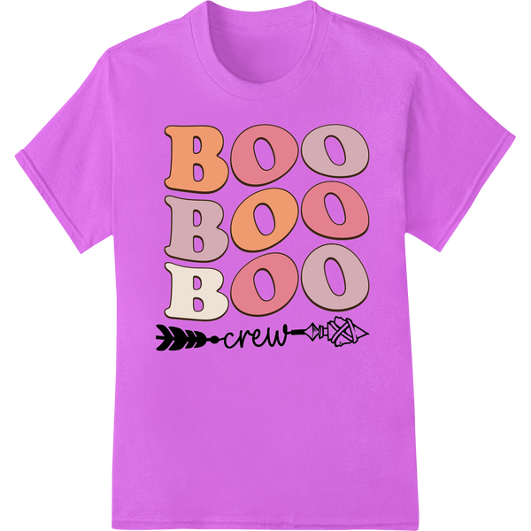 A playful Halloween design featuring ghosts saying 'Boo' in different shades of purple and blue, ideal for DTF heat...