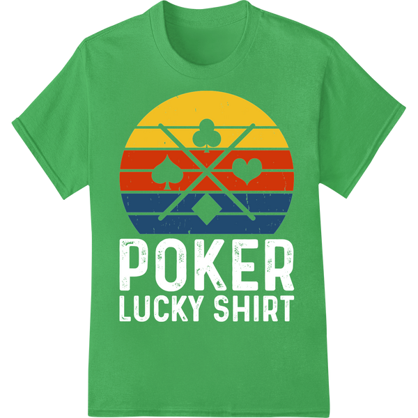 Sunset Poker Vibes: Bold DTF Print Heat Transfer Design on green shirt - SUPERDTF-DTF Prints-DTF Transfers-Custom DTF Prints