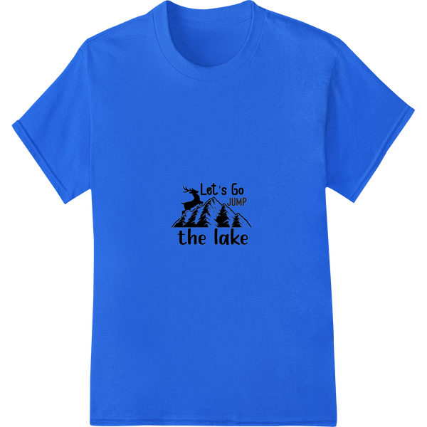 Dive Into Summer Fun with This Bold Lake Adventure Design on blue shirt - SUPERDTF-DTF Prints-DTF Transfers-Custom DTF Prints