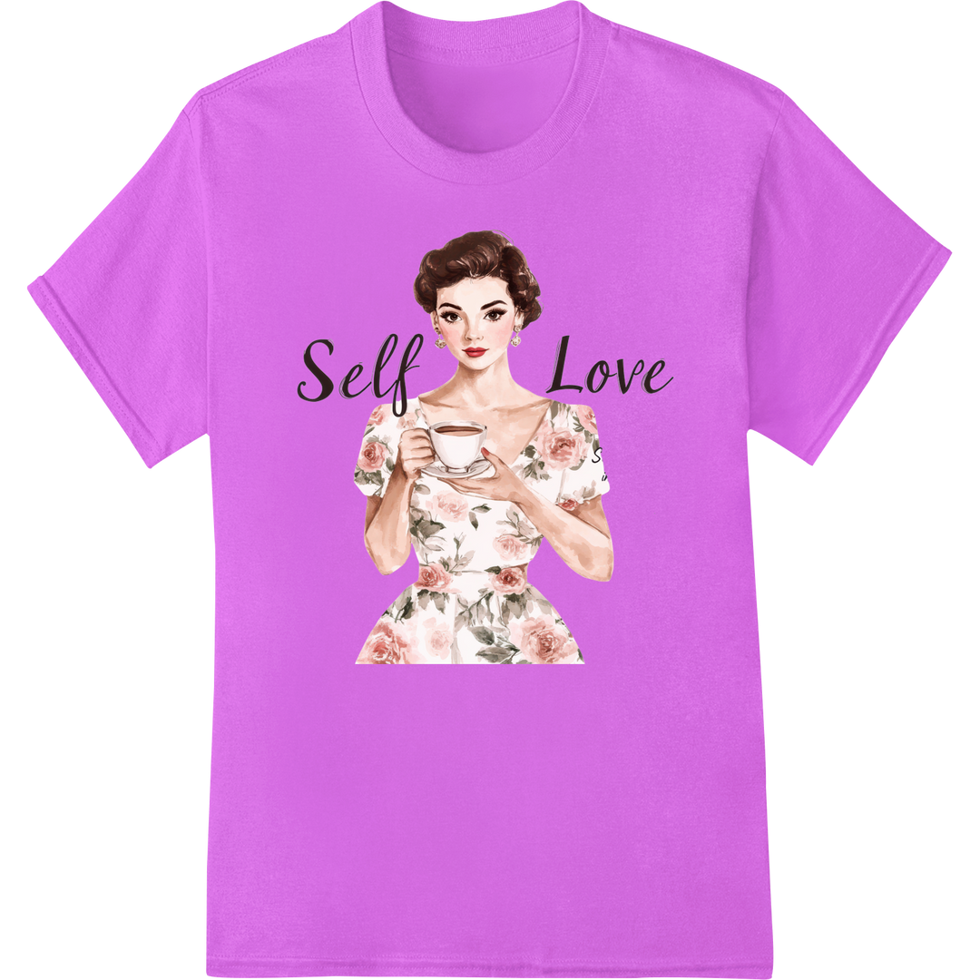 Embrace Self-Love: Vintage Valentine's Day DTF Print on purple shirt - SUPERDTF-DTF Prints-DTF Transfers-Custom DTF Prints