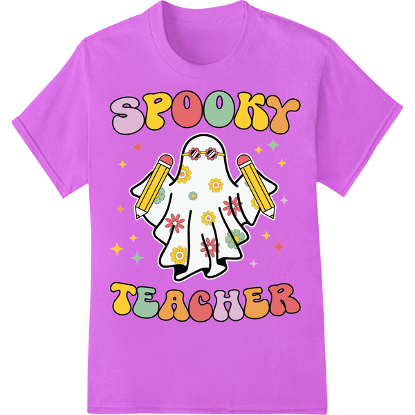 Adorable Spooky Teacher Halloween Heat Transfer Print on purple shirt - SUPERDTF-DTF Prints-DTF Transfers-Custom DTF Prints