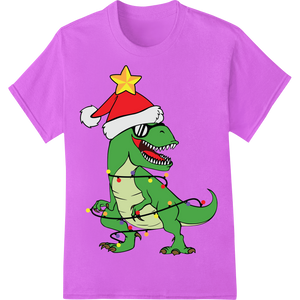 Premium quality DTF technology on T-Rex Christmas Cheer | Festive Dinosaur DTF Print Design