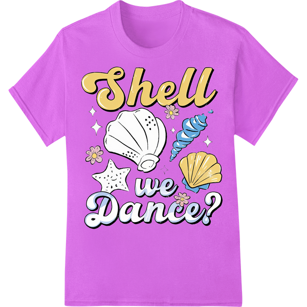 'Shell we Dance?' Retro Summer Vibes DTF Print Heat Transfer on purple shirt - SUPERDTF-DTF Prints-DTF Transfers-Custom DTF Prints