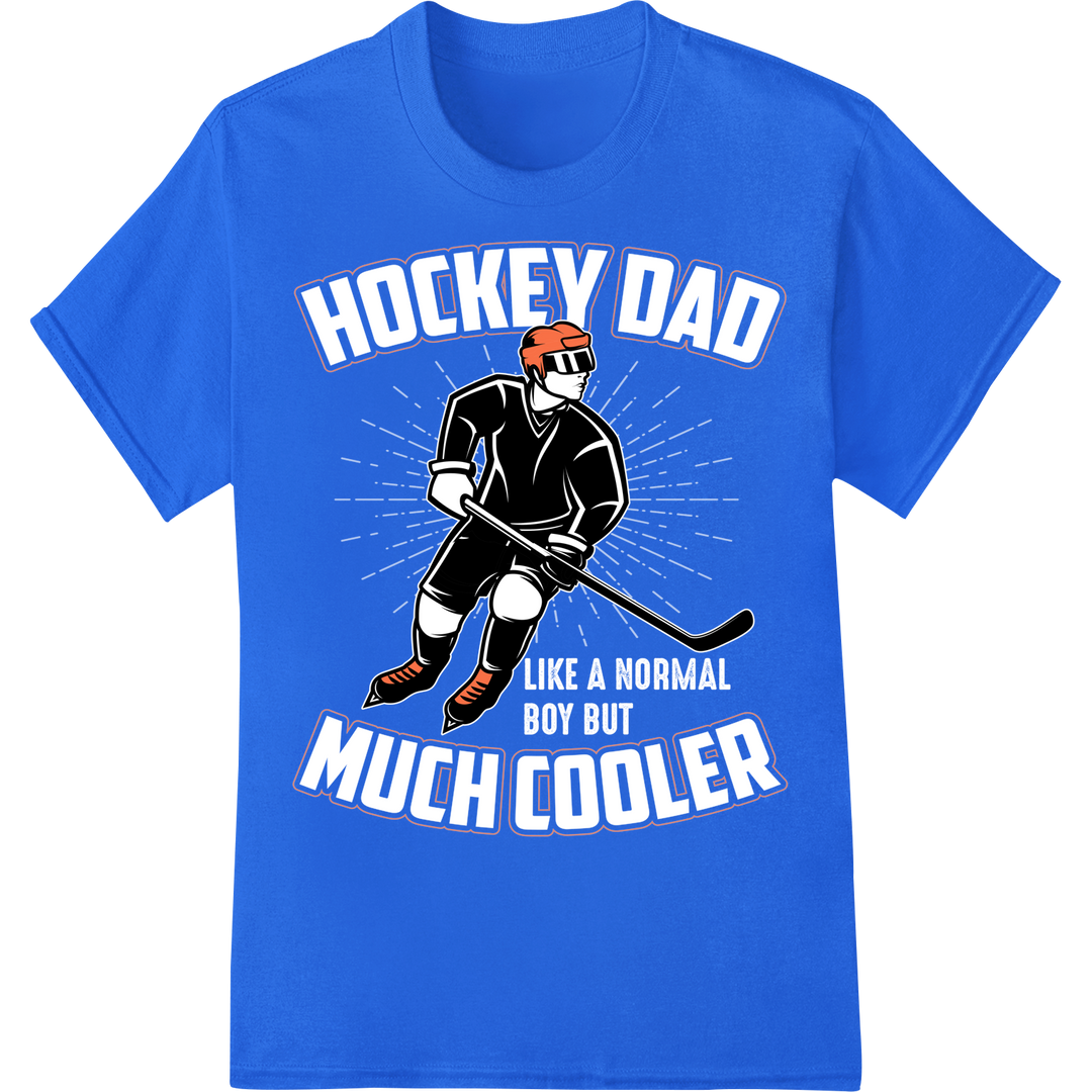 Bold Hockey Player Silhouette DTF Heat Transfer Design on blue shirt - SUPERDTF-DTF Prints-DTF Transfers-Custom DTF Prints