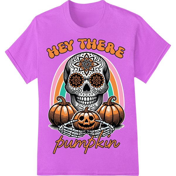 Colorful sugar skull design with floral and skull patterns, inspired by the Mexican Day of the Dead festival for Halloween