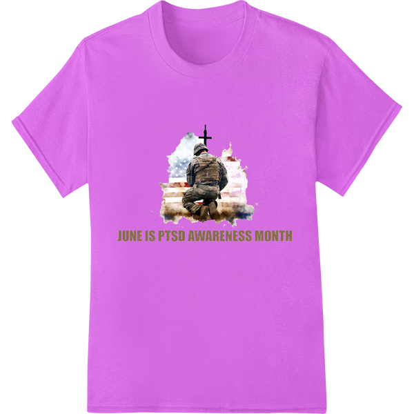 Powerful PTSD Awareness Month Soldier DTF Print Heat Transfer on purple shirt - SUPERDTF-DTF Prints-DTF Transfers-Custom DTF Prints