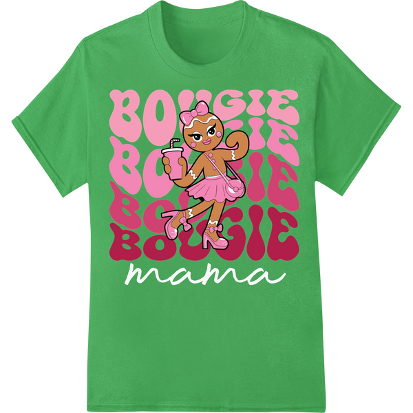 Festive 'Boogie Boogie' Christmas Baking Squirrel DTF Print on green shirt - SUPERDTF-DTF Prints-DTF Transfers-Custom DTF Prints