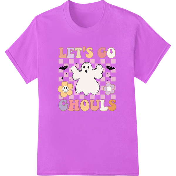 Adorable 'Let's Go Ghouls' Halloween DTF Print Heat Transfer on purple shirt - SUPERDTF-DTF Prints-DTF Transfers-Custom DTF Prints