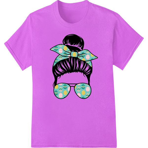 Hoppy Easter Bunny Glasses Heat Transfer Print on purple shirt - SUPERDTF-DTF Prints-DTF Transfers-Custom DTF Prints