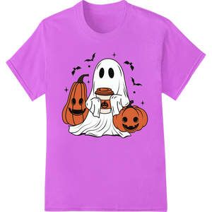 Custom DTF heat transfers design - Friendly Ghost & Pumpkin - Cute Halloween Cartoon Design