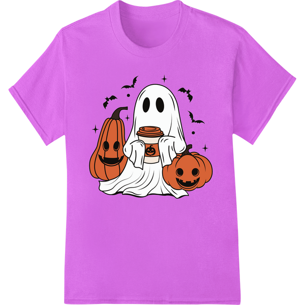 Custom DTF heat transfers design - Friendly Ghost & Pumpkin - Cute Halloween Cartoon Design