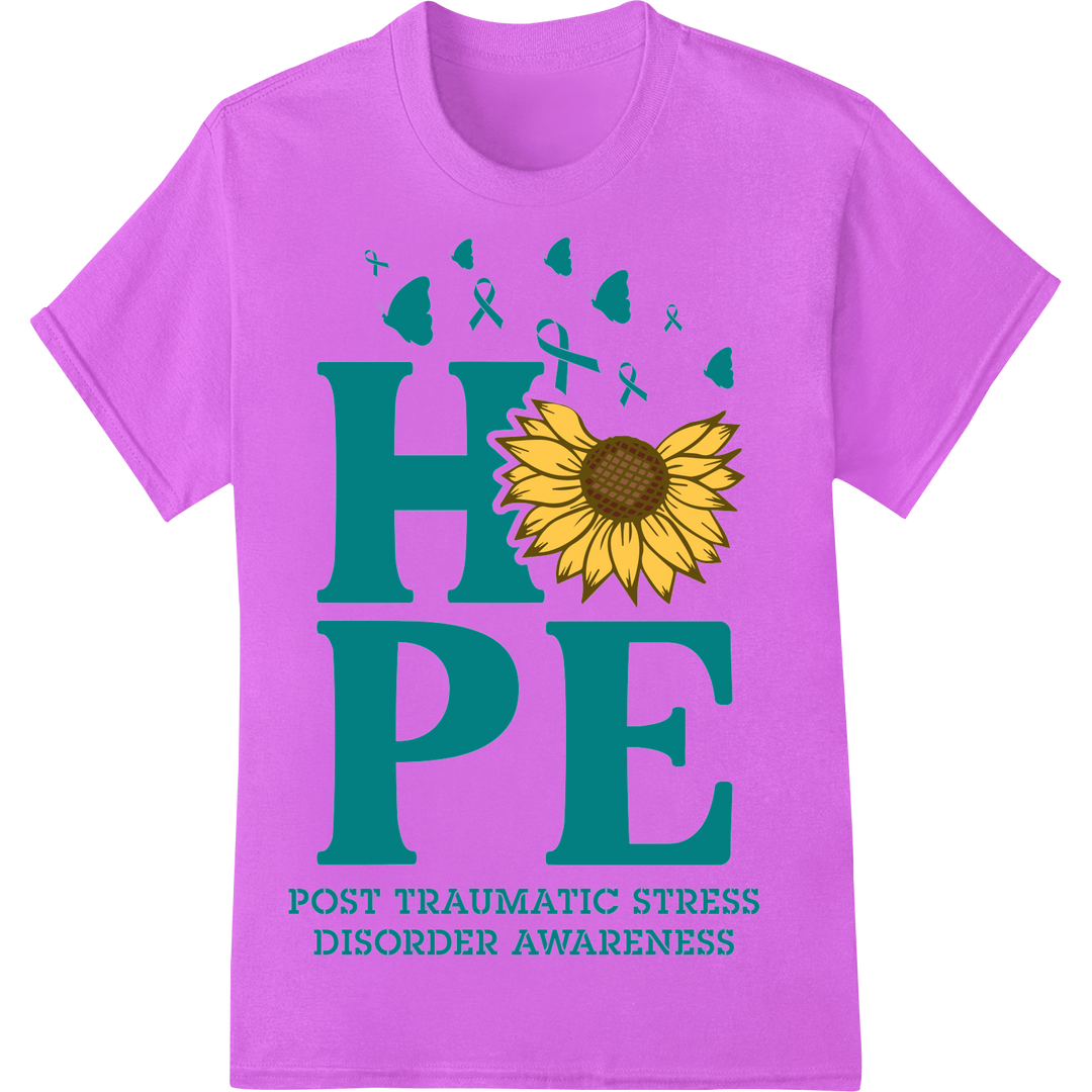 Sunflower of Hope: PTSD Awareness DTF Print Heat Transfer on purple shirt - SUPERDTF-DTF Prints-DTF Transfers-Custom DTF Prints