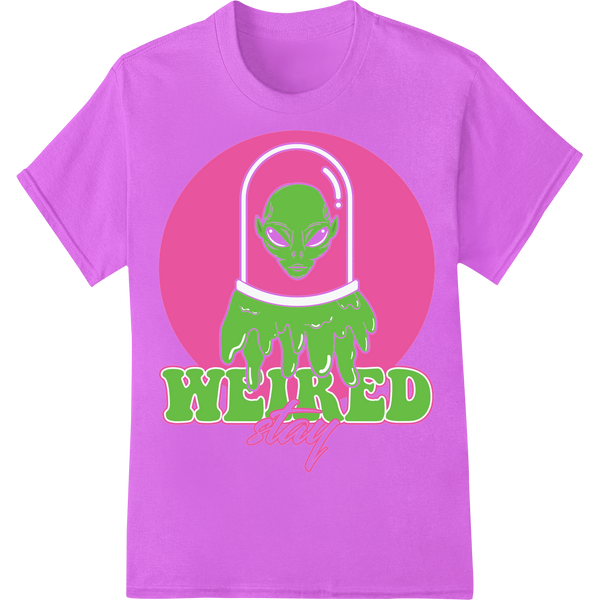 Sarcastic Alien 'Wired Stay' UFO DTF Print Heat Transfer on purple shirt - SUPERDTF-DTF Prints-DTF Transfers-Custom DTF Prints