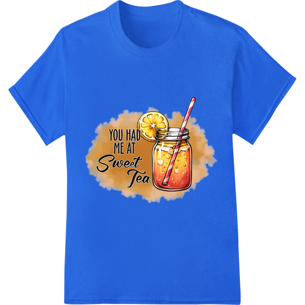 Sweet Tea Lover's Dream: Vibrant DTF Print Transfer on blue shirt - SUPERDTF-DTF Prints-DTF Transfers-Custom DTF Prints