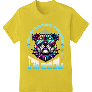 Cool Bulldog Shades: Colorful Dog DTF Print Heat Transfer - High-quality DTF transfers