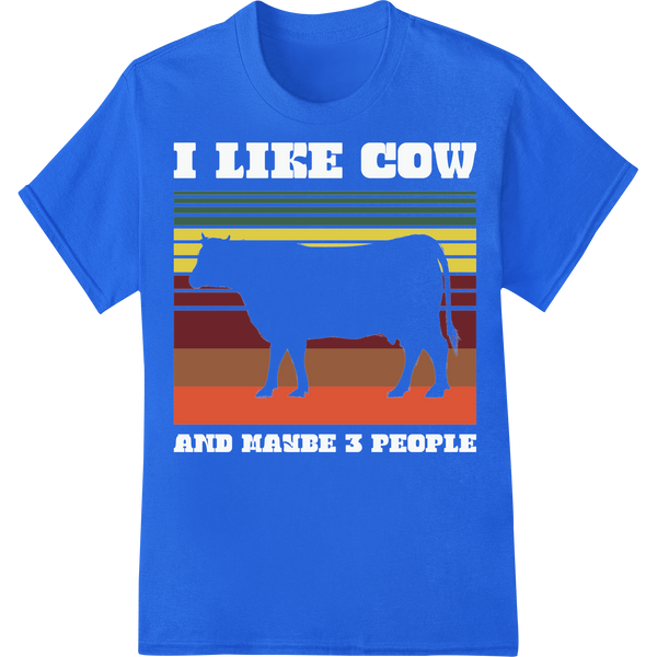 Retro Cow Silhouette: Rustic Farm Charm DTF Print Transfer on blue shirt - SUPERDTF-DTF Prints-DTF Transfers-Custom DTF Prints