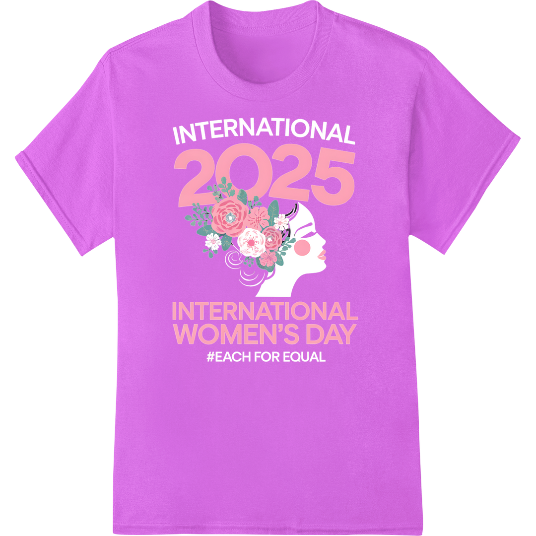 Vibrant Floral 2025 International Women's Day DTF Print on purple shirt - SUPERDTF-DTF Prints-DTF Transfers-Custom DTF Prints