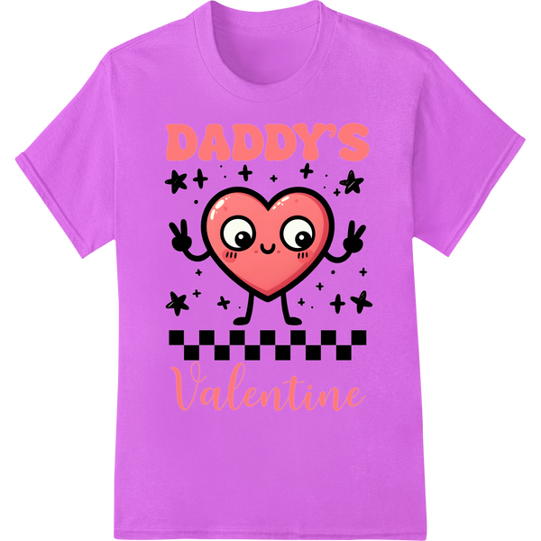 Adorable 'DADDY'S Valentine' Heart DTF Print Heat Transfer on purple shirt - SUPERDTF-DTF Prints-DTF Transfers-Custom DTF Prints