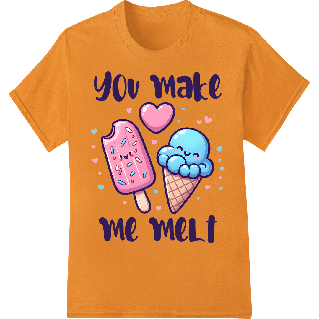 Adorable Ice Cream & Popsicle Valentine's Day DTF Print on orange shirt - SUPERDTF-DTF Prints-DTF Transfers-Custom DTF Prints