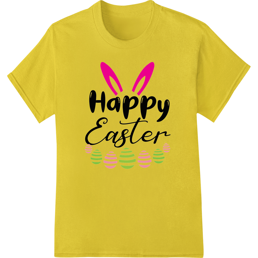 Hoppy Easter Bunny Ears Eggs Super DTF Print Heat Transfer on yellow shirt - SUPERDTF-DTF Prints-DTF Transfers-Custom DTF Prints