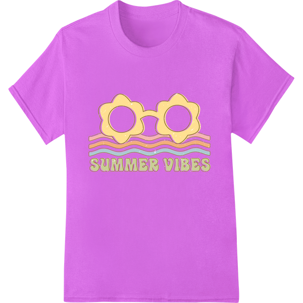 Retro Summer Vibes: Stylish Sunglasses DTF Print Heat Transfer on purple shirt - SUPERDTF-DTF Prints-DTF Transfers-Custom DTF Prints