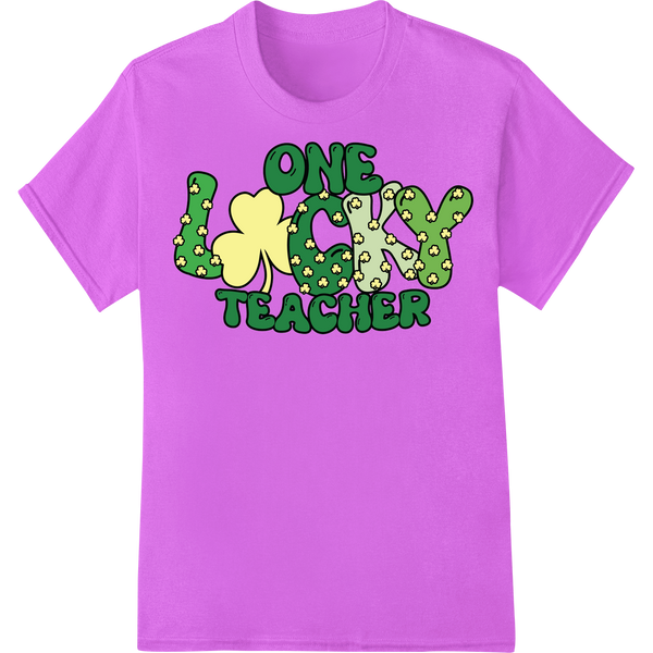 Lucky Teacher St. Patrick's DTF Heat Transfer Print on purple shirt - SUPERDTF-DTF Prints-DTF Transfers-Custom DTF Prints