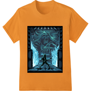 Vibrant custom apparel print on Ghostly Skull Engulfed in Blue Flames - Haunting DTF Print