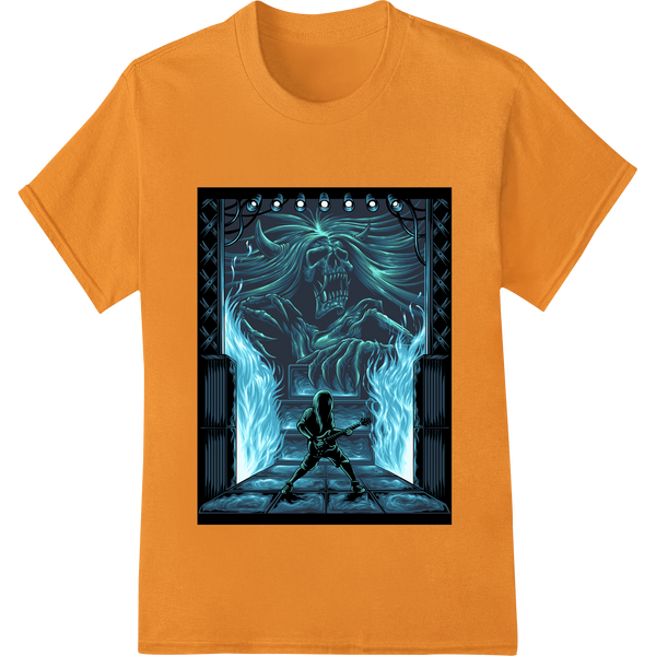 Vibrant custom apparel print on Ghostly Skull Engulfed in Blue Flames - Haunting DTF Print