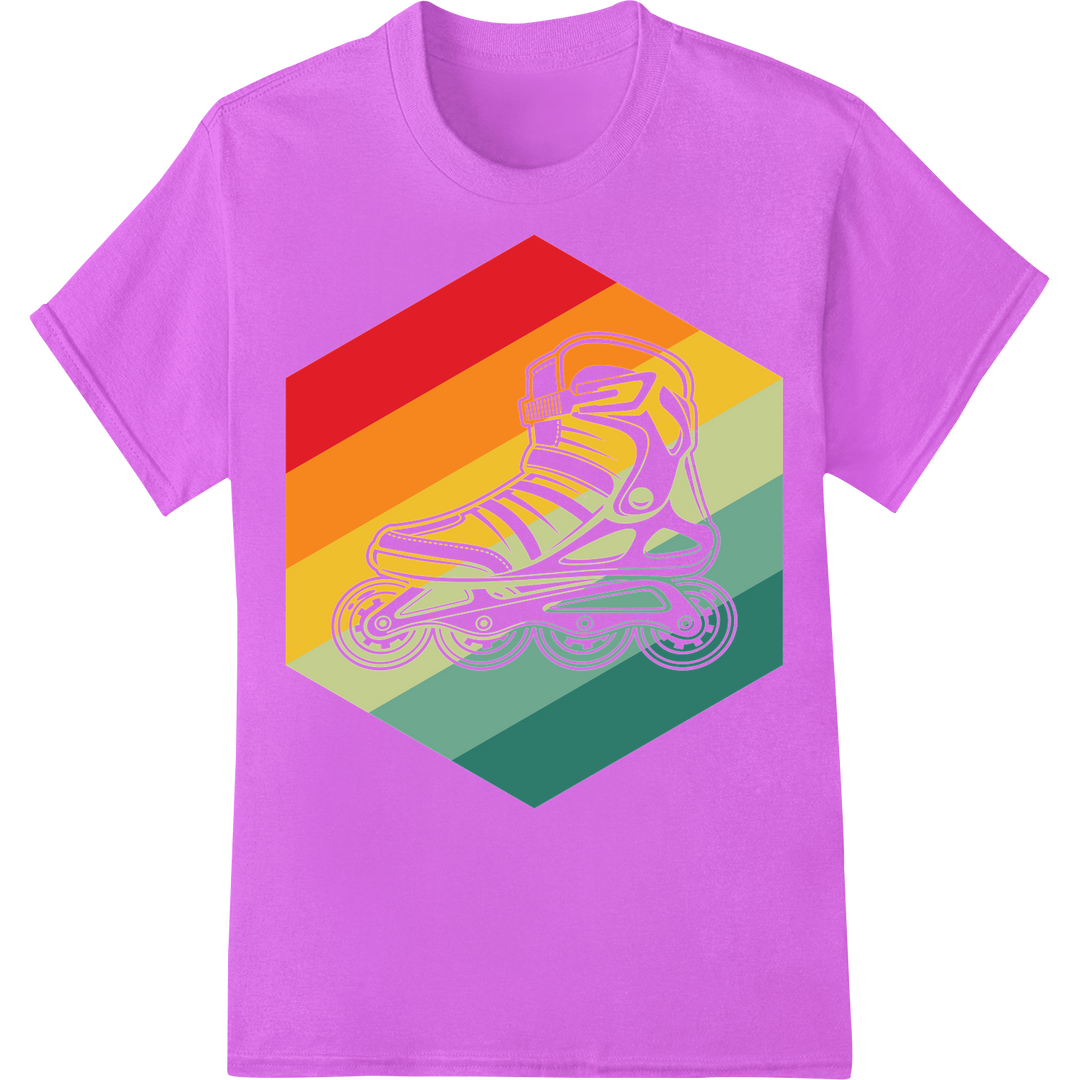 Vibrant Rollerblade Rainbow Pride DTF Print Heat Transfer on purple shirt - SUPERDTF-DTF Prints-DTF Transfers-Custom DTF Prints