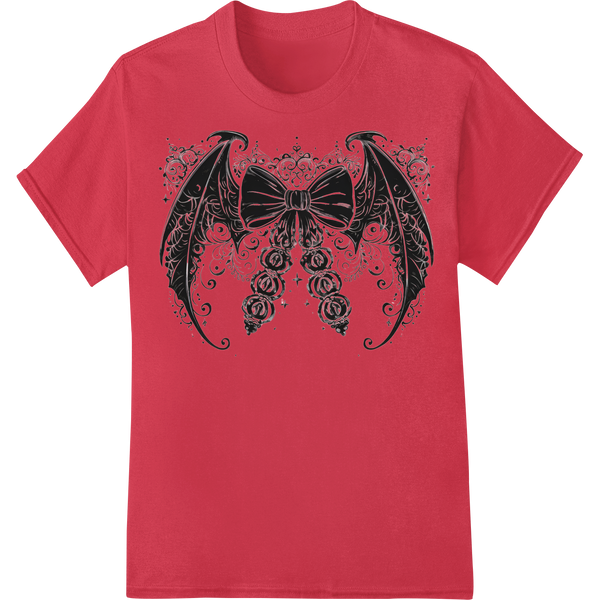 Elegant Gothic Winged Ornament Heat Transfer Design on red shirt - SUPERDTF-DTF Prints-DTF Transfers-Custom DTF Prints