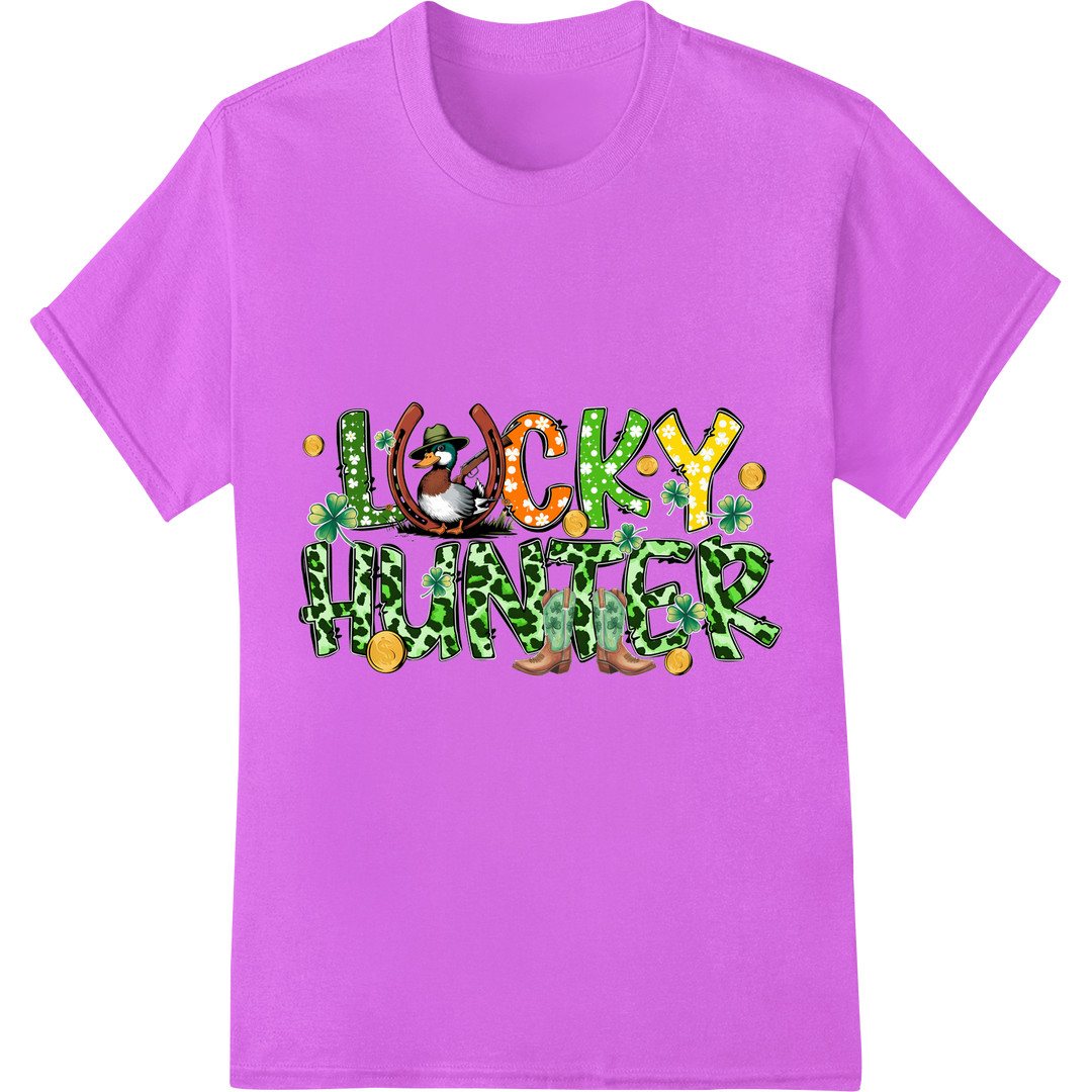 Lucky Hunter: Festive Western Flair for St. Patrick's Day on purple shirt - SUPERDTF-DTF Prints-DTF Transfers-Custom DTF Prints