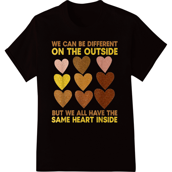 Same Heart Inside: Celebrate Diversity This Valentine's on black shirt - SUPERDTF-DTF Prints-DTF Transfers-Custom DTF Prints