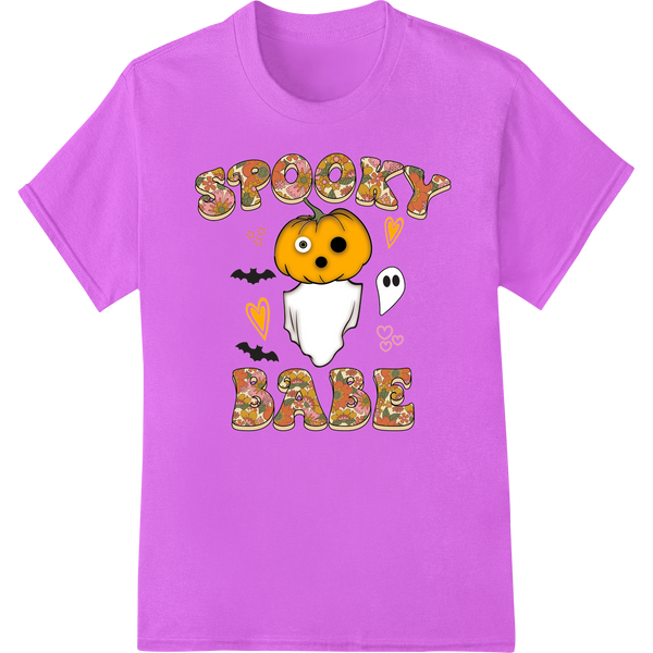 Adorable 'Spooky Babe' Ghost & Cookies Halloween DTF Print on purple shirt - SUPERDTF-DTF Prints-DTF Transfers-Custom DTF Prints