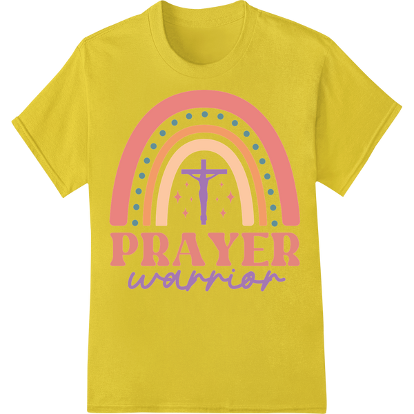 Vibrant 'Prayer Warrior' Faith-Inspired DTF Print Transfer on yellow shirt - SUPERDTF-DTF Prints-DTF Transfers-Custom DTF Prints