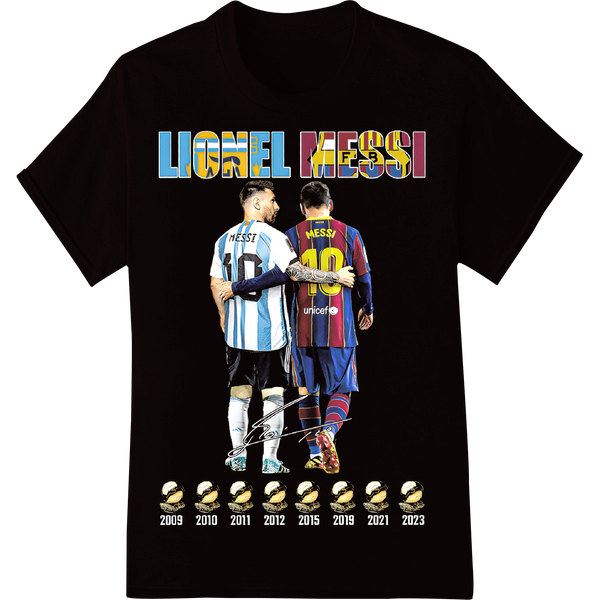 Lionel Messi Legendary Soccer Star DTF Print Heat Transfer on black shirt - SUPERDTF-DTF Prints-DTF Transfers-Custom DTF Prints